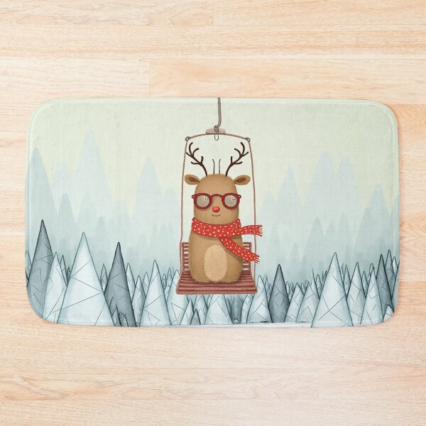 Item preview, Red Glasses Ride – Cozy Winter Reindeer designed and sold by Whimsical Hug.