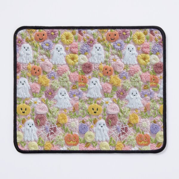 Item preview, Pastel Ghosts and Pumpkins Embroidery-Inspired Halloween Design designed and sold by baucestudio.