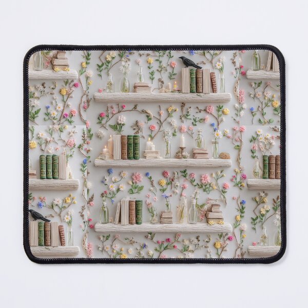 Item preview, Cottagecore Bookshelf with Flowers, Candles, and Vintage Charm designed and sold by baucestudio.