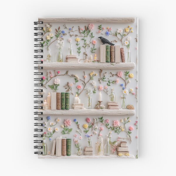 Item preview, Cottagecore Bookshelf with Flowers, Candles, and Vintage Charm designed and sold by baucestudio.
