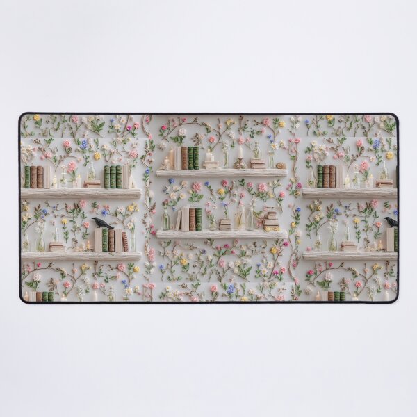 Item preview, Cottagecore Bookshelf with Flowers, Candles, and Vintage Charm designed and sold by baucestudio.