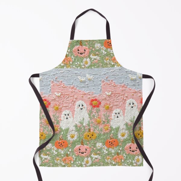 Item preview, Pastel Ghosts and Pumpkins in a 3D Buttercream Floral Halloween Field designed and sold by baucestudio.