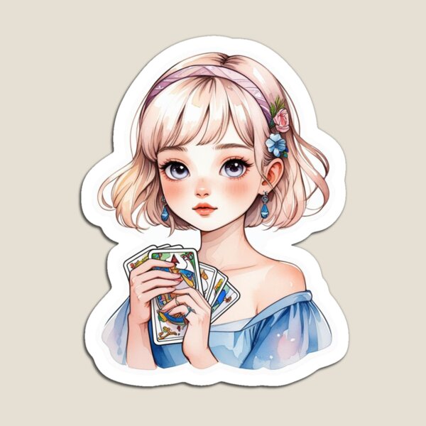 Item preview, Cute Pretty Kawaii Tarot Reading Girl designed and sold by ScorpioSunStudio.
