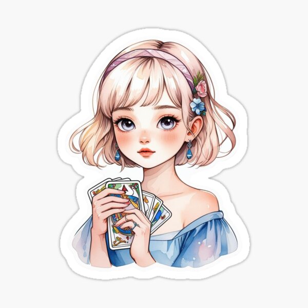 Item preview, Cute Pretty Kawaii Tarot Reading Girl designed and sold by ScorpioSunStudio.
