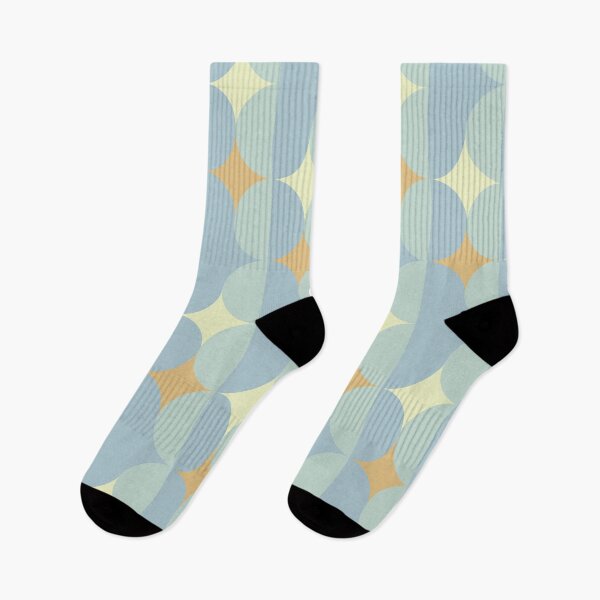 Item preview, Retro Light Blue Beige Yellow Circle Hearts Big Scale Pattern designed and sold by lamaddalena.