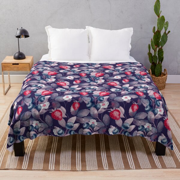 Item preview, Berry Sweet Summer Pattern on Navy - Hand-Drawn Fruit Design designed and sold by Gribanessa.