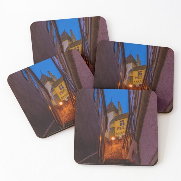 Item preview, Staircase in Old Town with House in Dusk in City of Neuchatel designed and sold by Mats Silvan.