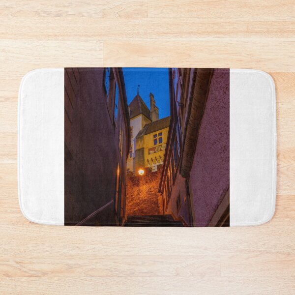 Item preview, Staircase in Old Town with House in Dusk in City of Neuchatel designed and sold by Mats Silvan.