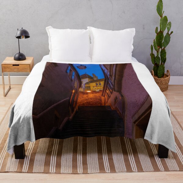 Item preview, Staircase in Old Town with House in Dusk in City of Neuchatel designed and sold by Mats Silvan.