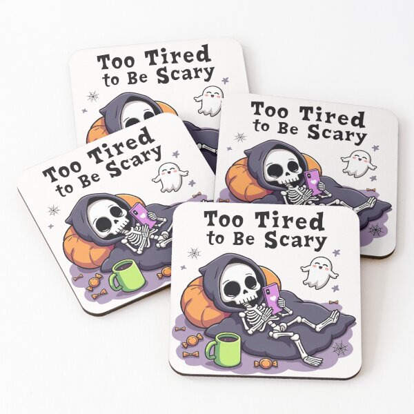 Item preview, Too Tired to Be Scary – Lazy Skeleton Vibes designed and sold by shadystitch.