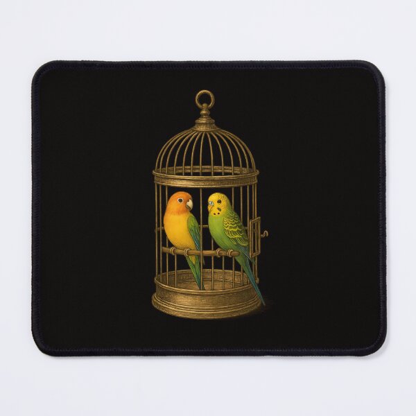 Item preview, A GOLDEN GOLD CAGE WITH PARROTS designed and sold by infinitearte.