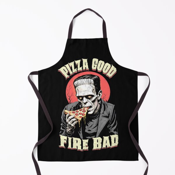 Item preview, Pizza Good Fire Bad Funny Frankenstein Halloween Slice Chef designed and sold by GrandeDuc.
