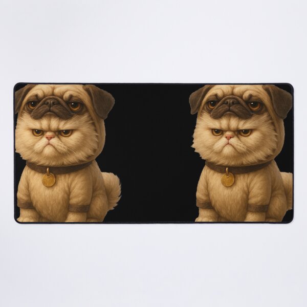 Item preview, Persian Cat in Realistic Pug Costume – Surreal Funny Pet Portrait for Animal Art Lovers designed and sold by SnarkyTextStudiO.