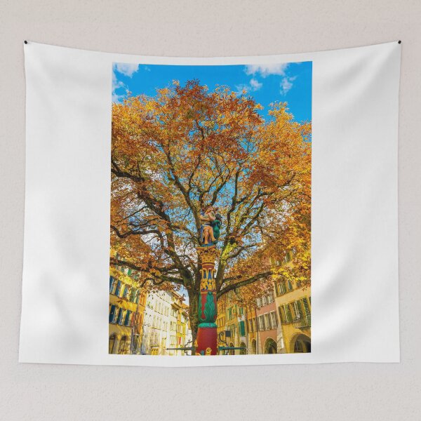 Item preview, Beautiful Old Town with a Tree and Statue designed and sold by Mats Silvan.