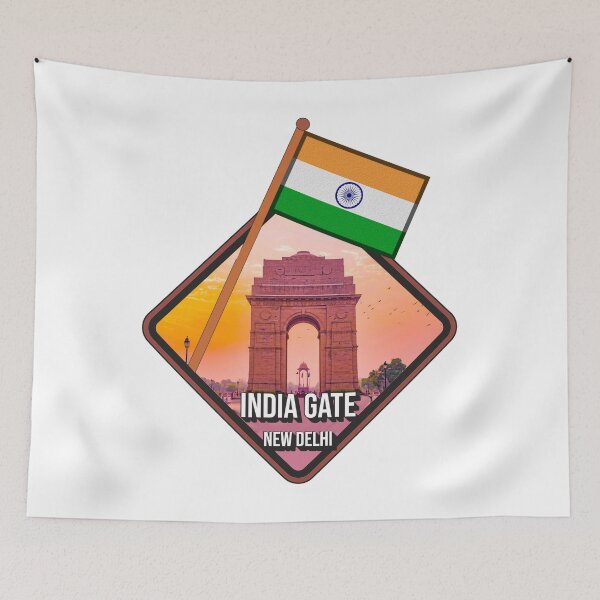Item preview, India Gate New Delhi with Indian Flag Tiranga Design | Patriotic Monument & National Pride Art designed and sold by ArtsyExplorer.