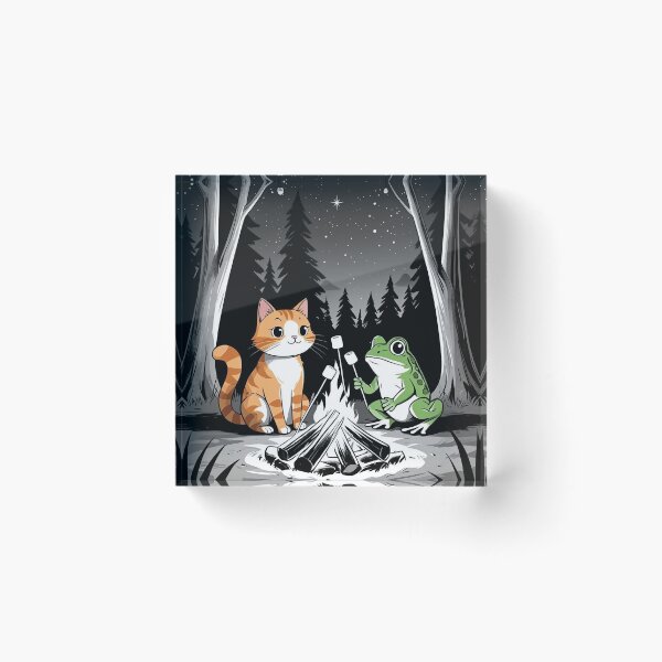 Item preview, Cat & Frog Around the Campfire designed and sold by sakharumoowan08.