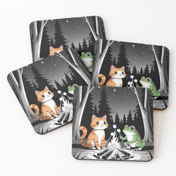Item preview, Cat & Frog Around the Campfire designed and sold by sakharumoowan08.