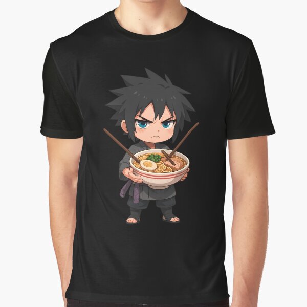Vista previa del artículo con la obra «Riku, el rebelde del ramen: un chico chibi de anime enojado con un tazón de ramen», diseñado y vendido por ColorSplash123.