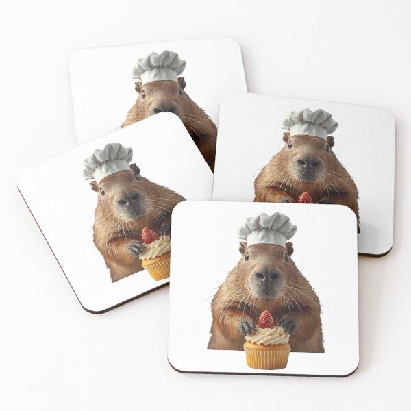 Item preview, Funny Capybara Chef Baking a Cupcake designed and sold by bgrzblkdigital.
