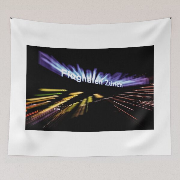 Item preview, Illuminated Entrance Sign to Zurich Airport in Motion at Night designed and sold by Mats Silvan.