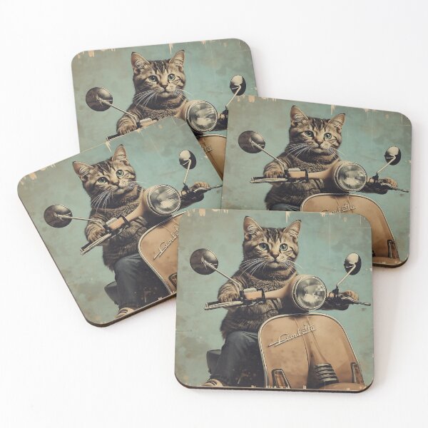 Item preview, A VINTAGE CAT ON A LAMBRETTA designed and sold by infinitearte.