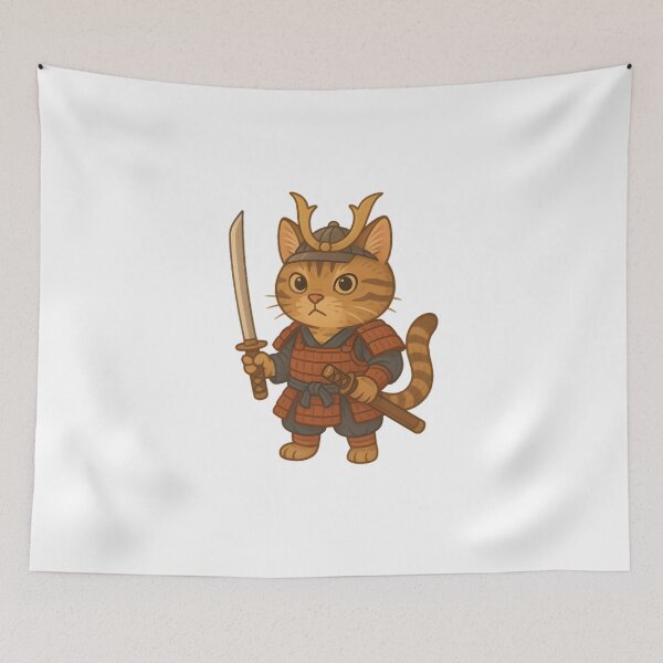 Item preview, Tabby Samurai Cat – Cute Feline Warrior in Armor designed and sold by Kayqriel.