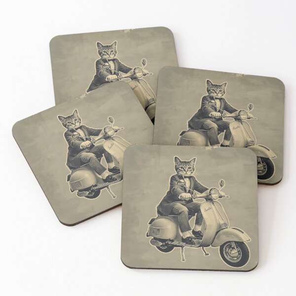Item preview, A VINTAGE CAT ON A LAMBRETTA designed and sold by infinitearte.