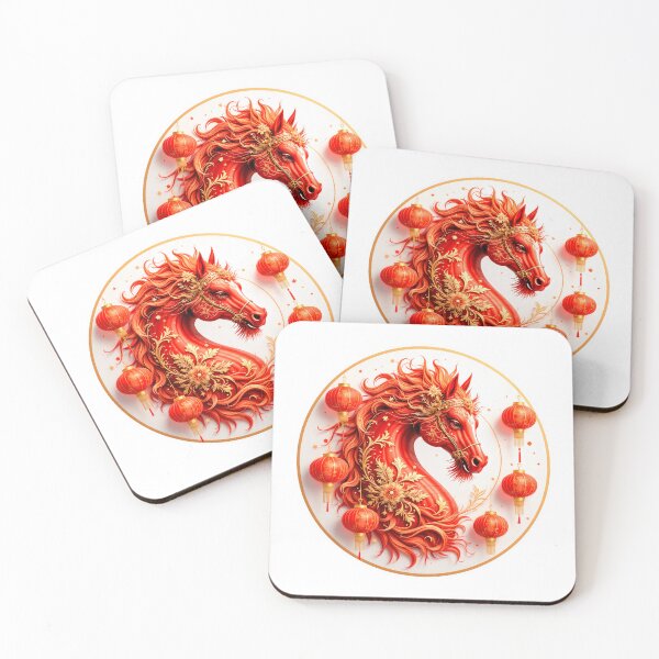 Item preview, Red Fire Horse 2026 – Lunar New Year Zodiac Art in Red and Gold designed and sold by LukianArtPrint.