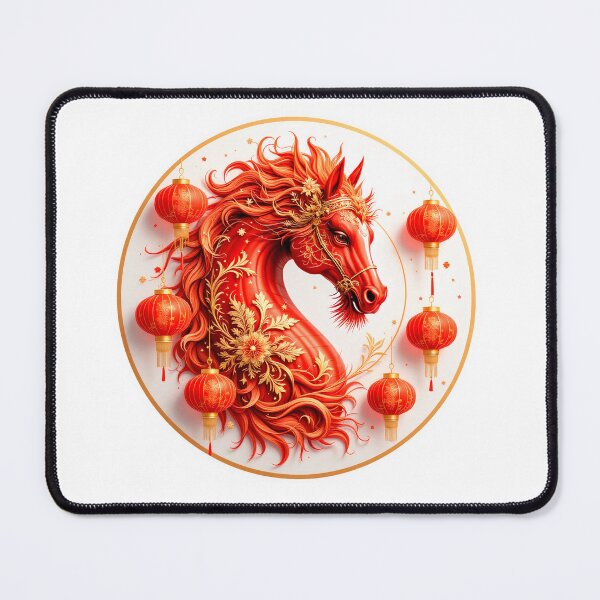 Item preview, Red Fire Horse 2026 – Lunar New Year Zodiac Art in Red and Gold designed and sold by LukianArtPrint.