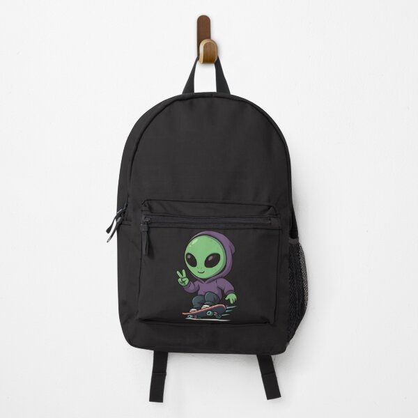 Item preview, Chibi Skateboard Alien – Neon Board with Peace Sign designed and sold by ColorSplash123.