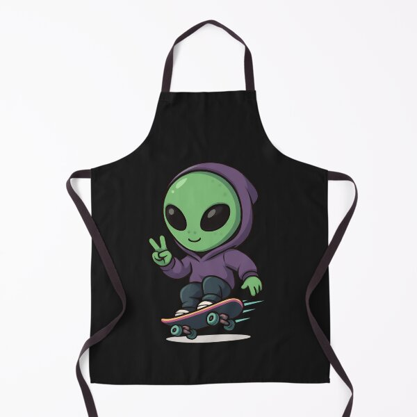 Item preview, Chibi Skateboard Alien – Neon Board with Peace Sign designed and sold by ColorSplash123.