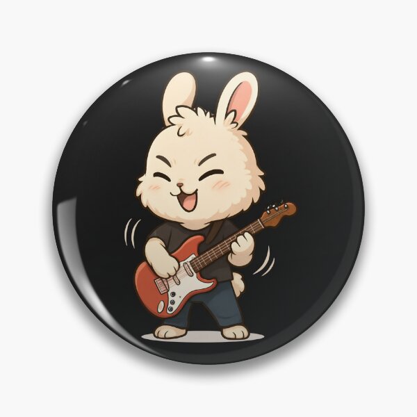 Item preview, Chibi Rock Band Bunny – Cute Fluffy Bunny with Electric Guitar designed and sold by ColorSplash123.