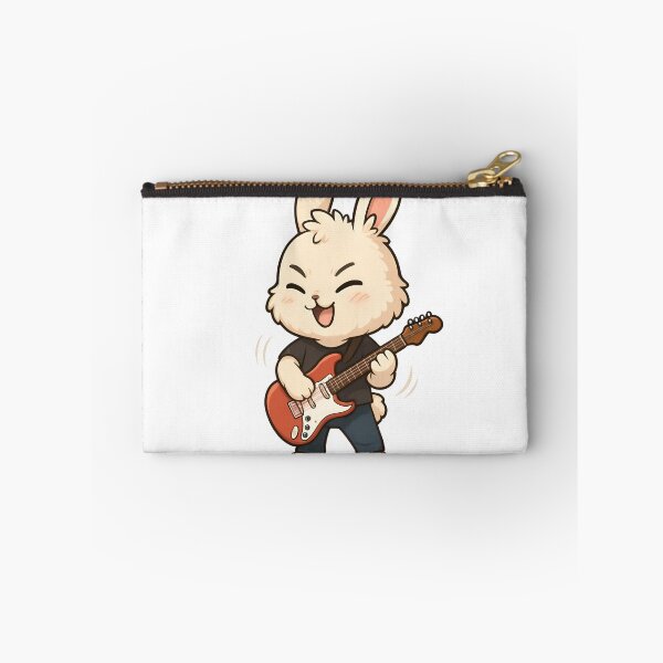 Item preview, Chibi Rock Band Bunny – Cute Fluffy Bunny with Electric Guitar designed and sold by ColorSplash123.