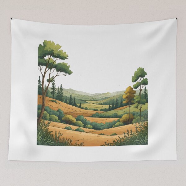 Item preview, Organic Landscape Illustration Featuring Earthy Color Palettes, Hand-Drawn Textures, and Sustainable Nature-Inspired designed and sold by catcurio.