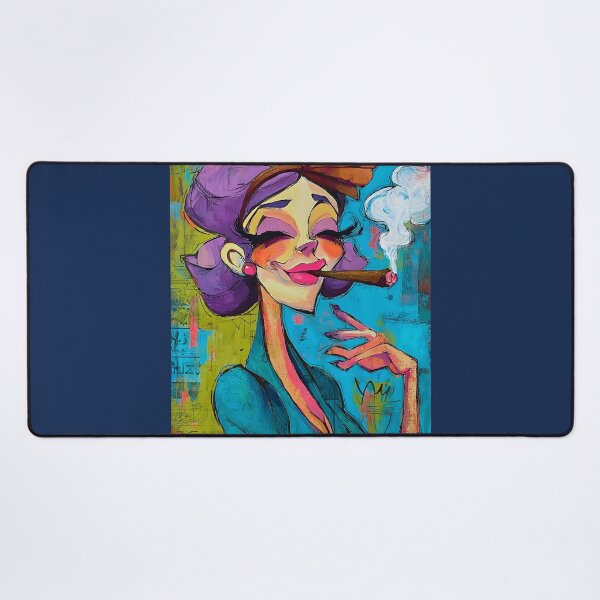 Item preview, Own the Night - Stylish Woman with Purple Hair and Cigar Radiates Bold Comic Confidence designed and sold by OlfactoART Studio.