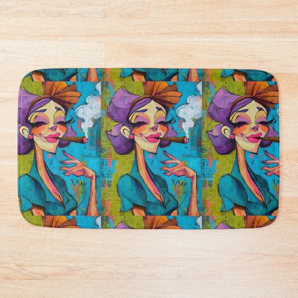 Item preview, Own the Night - Stylish Woman with Purple Hair and Cigar Radiates Bold Comic Confidence designed and sold by OlfactoART Studio.