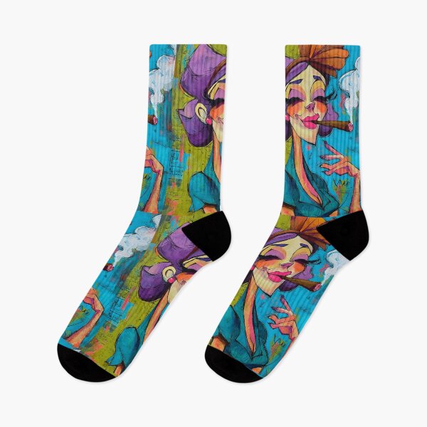 Item preview, Own the Night - Stylish Woman with Purple Hair and Cigar Radiates Bold Comic Confidence designed and sold by OlfactoART Studio.