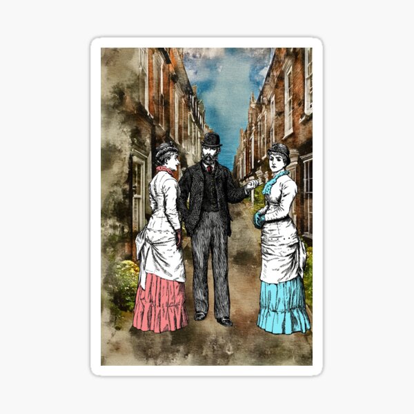 Artikel-Vorschau von Viktorianische Straßenszene – Mann bewundert Frau im blauen Kleid (Digital restauriert), designt und verkauft von The Harsnett Printworks.