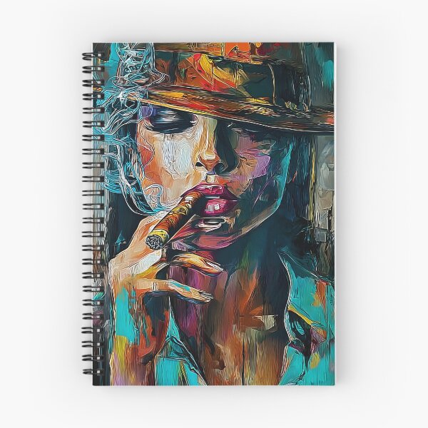 Item preview, Command the Night- Femme Fatale with Cigar Radiating Confidence in Bold Vibrant Hues designed and sold by OlfactoART Studio.