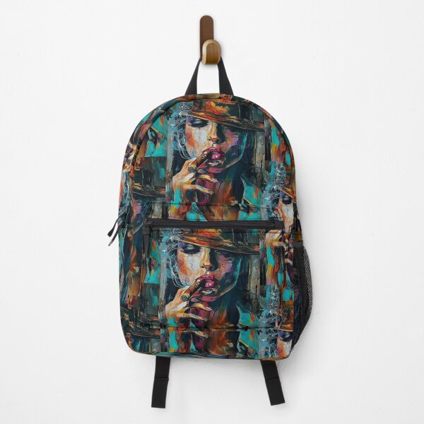 Item preview, Command the Night- Femme Fatale with Cigar Radiating Confidence in Bold Vibrant Hues designed and sold by OlfactoART Studio.