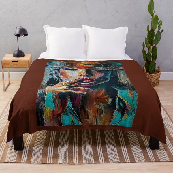 Item preview, Command the Night- Femme Fatale with Cigar Radiating Confidence in Bold Vibrant Hues designed and sold by OlfactoART Studio.