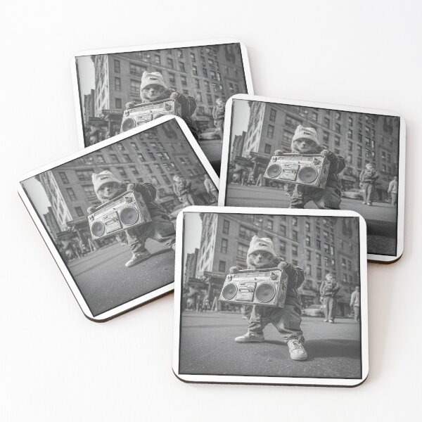 Item preview, Hood Cat Holding Boombox designed and sold by RockFireMerch.