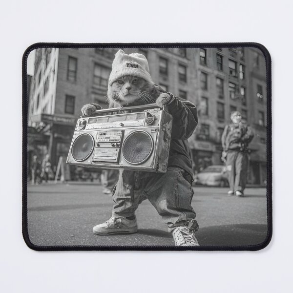 Item preview, Hood Cat Holding Boombox designed and sold by RockFireMerch.