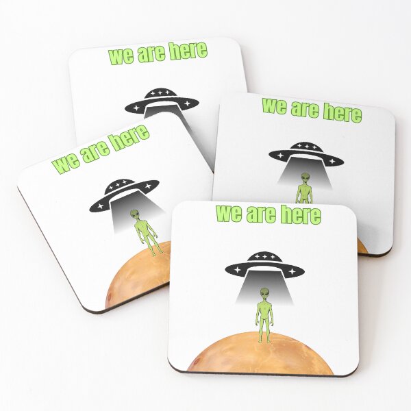 Item preview, We Are Here – Alien on Planet with UFO Retro Sci-Fi T-Shirt Design designed and sold by Blackseali.