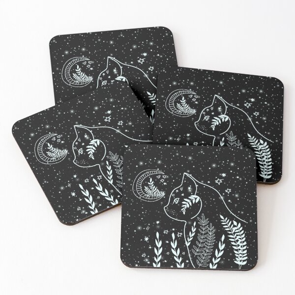 Item preview, Mystic Moon Cat – Celestial Botanical Night Sky designed and sold by printogoal.