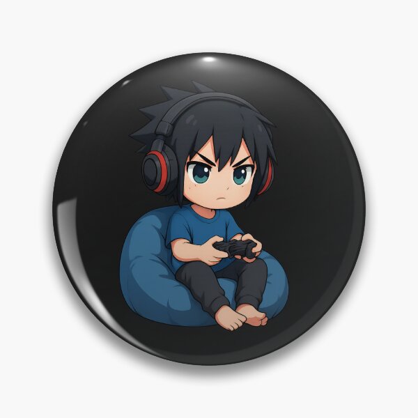Item preview, Chibi Gamer Boy Sitting on Beanbag with Headphones – Cute Anime Gaming Design designed and sold by ColorSplash123.
