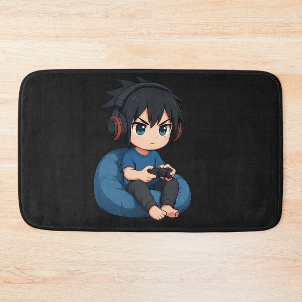 Item preview, Chibi Gamer Boy Sitting on Beanbag with Headphones – Cute Anime Gaming Design designed and sold by ColorSplash123.