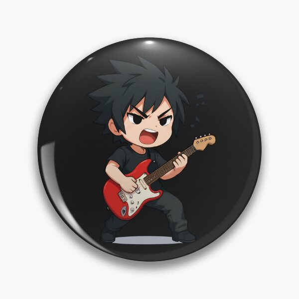 Item preview, Chibi Rock Guitarist – Cute Anime Boy with Electric Guitar and Wild Hair designed and sold by ColorSplash123.