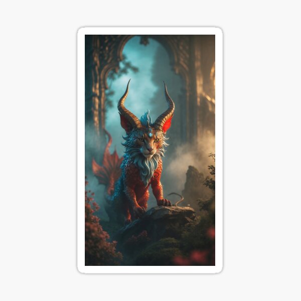 Artikel-Vorschau von Crimson Dragon Cat bei antiken Ruinen Fantasy Art, designt und verkauft von AkiraNavarri.