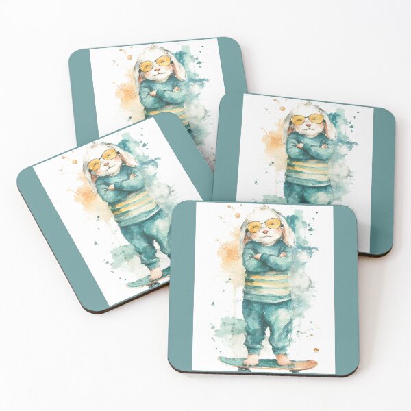 Item preview, Cool Dog on Skateboard Art Print - Cute Watercolor Animal Illustration - Hipster Puppy Kids Decor designed and sold by NaChomArtStudio.